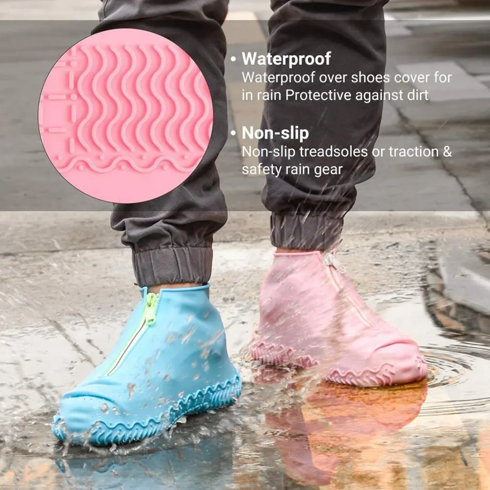 

Hot New Waterproof Shoe Covers Reusable Foldable Not-Slip Rain Shoe Covers With Zipper Overshoes Rain Galoshes For Men And Women