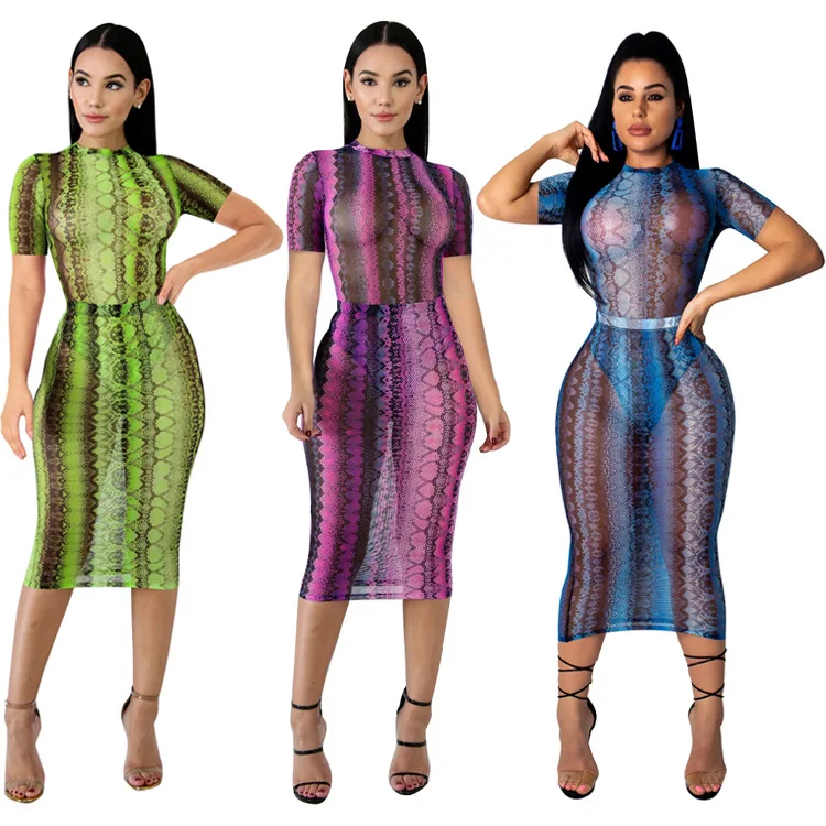 Женский прозрачный спортивный костюм со змеиным принтом|Спортивные костюмы| |