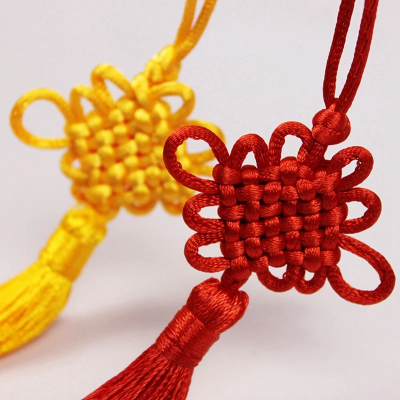 

200Pcs Handmade Yellow/Red Chinese Knots Soft Tassels Holiday Gift for Spring Festival, Special Gift