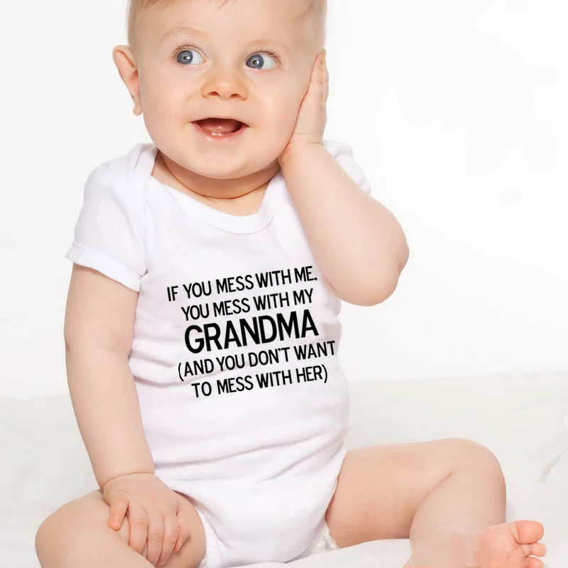 

If You Mess With My Grandma/Grandpa Print Baby Girl Romper Short Sleeve Boys Jumpsuit Playsuit Body Baby Cotton Bodysuit 0-24M