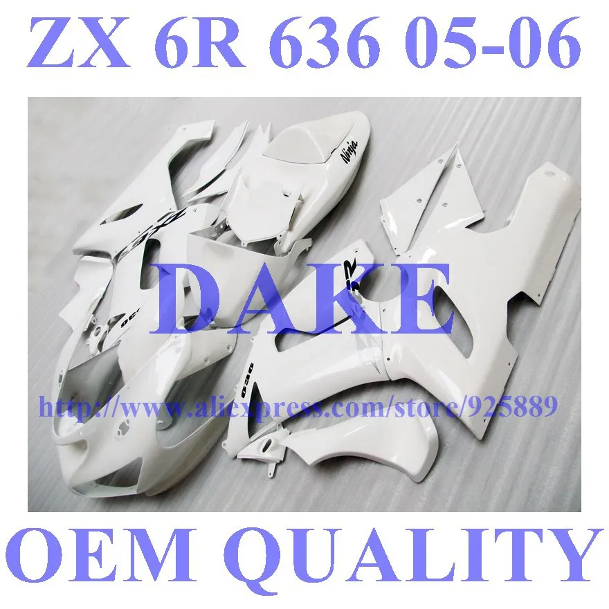 

All White Fairing Kit FOR KAWASAKI NINJA ZX 6R 636 05 06 ZX-6R DAKE ZX6R 2005 2006 ZX 6R 05 06 Pre_drill Fairings W00