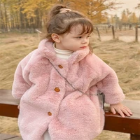 girls babys kids coat jacket outwear 2021 pink fur warm plus velvet thicken winter autumn outdoor fleece childrens clothes