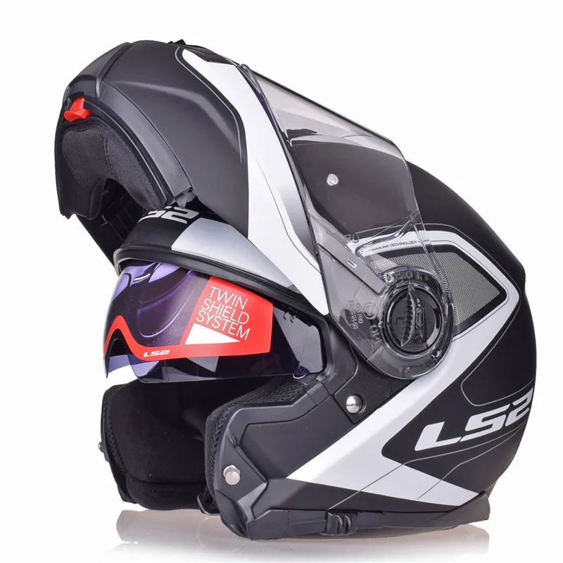 LS2 FF325 стробоскоп модульный мотоциклетный шлем Filp up Dual Visors Casco Moto Capacetes De Motociclista профессиональные Шлемы - Цвет: Civik Matt BK-WT