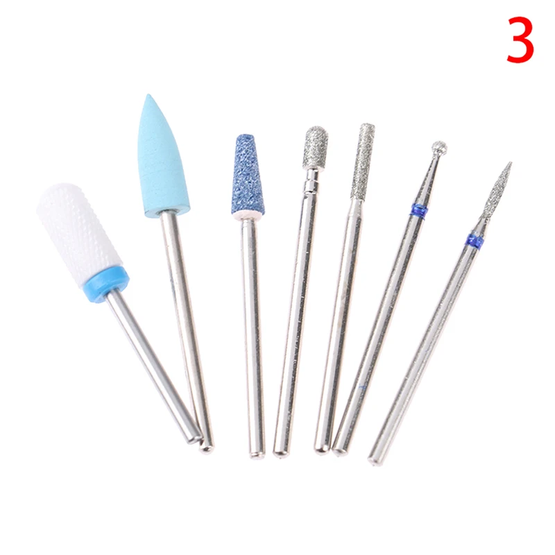 

7 шт. Резак для маникюра керамические алмазные сверла для ногтей фрезы для удаления гель-лака Маникюрный Инструмент для дизайна ногтей