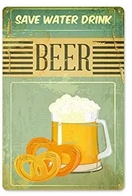 

Save Water Drink Beer Gifts Bar Cafe Home Oil Station Garage Kitchen Farm Countryside Vintage Retro Tin Signs