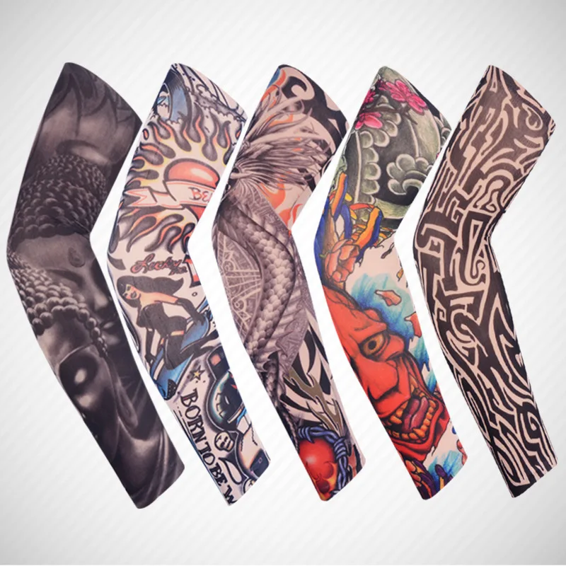 

1Pair Tattoo Cycling Sleeves Outdoor 3D Printed Sun Protection Bicycle Riding Sleeves Set UV Protective MTB Fishing Arm Warmer