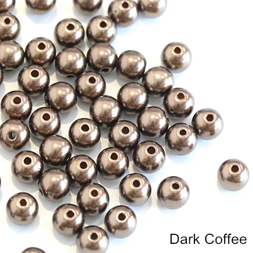 Dark Coffee Много цветов ABS имитация жемчуга круглые бусины с дырочками DIY браслет серьги Подвески швейные бусы ожерелье Изготовление ювелирных изделий B3625 - Цвет: Dark Coffee