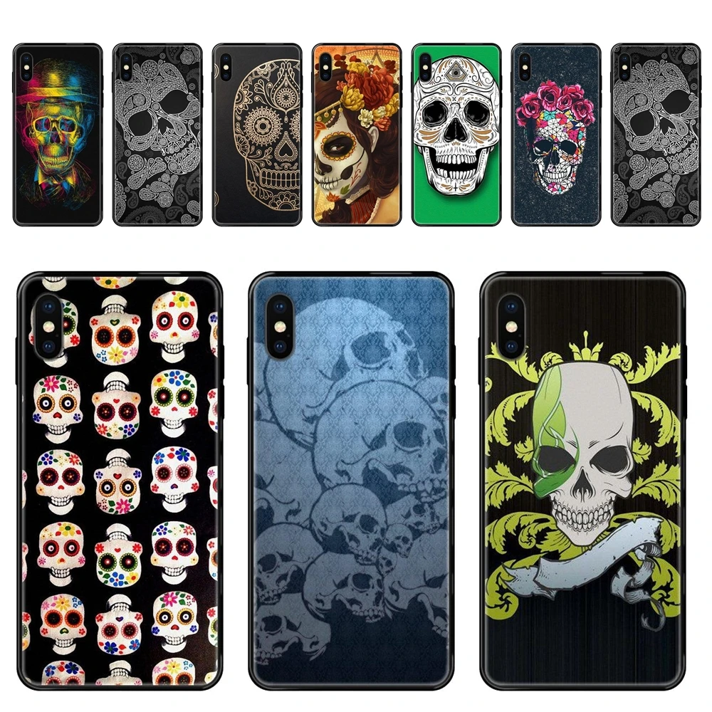 Черный мягкий ТПУ чехол Calaveras с черепом защитная скидка онлайн для Xiaomi Mi Max Mix Note 2 3
