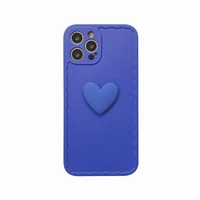 for iphone 13 11 pro max 12 mini xs max xr x cover cases for iphone 7 8 plus pure color blue heart soft imd cover phone case