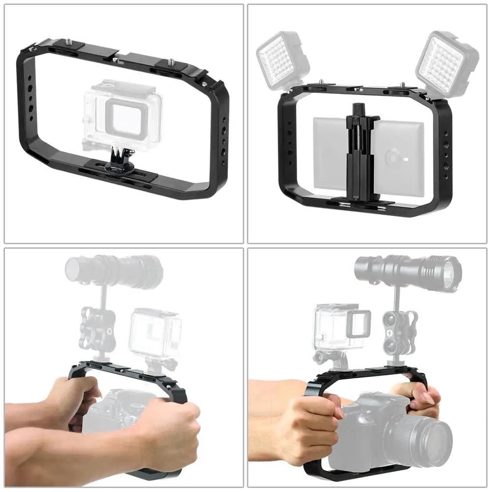 Ручной Камера клетка для DJI OSMO экшн/YI/EKEN Gopro iPhone 7 6 Plus смартфон Стенд держатель