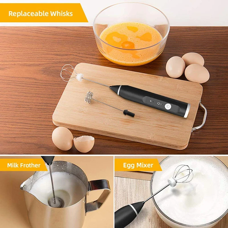 

3 Modes Low-noise Egg Beater Portable, Coffee Mixer USB, Rechargeable Hand-held Blender Milk Frother, Handheld Electric Whisk