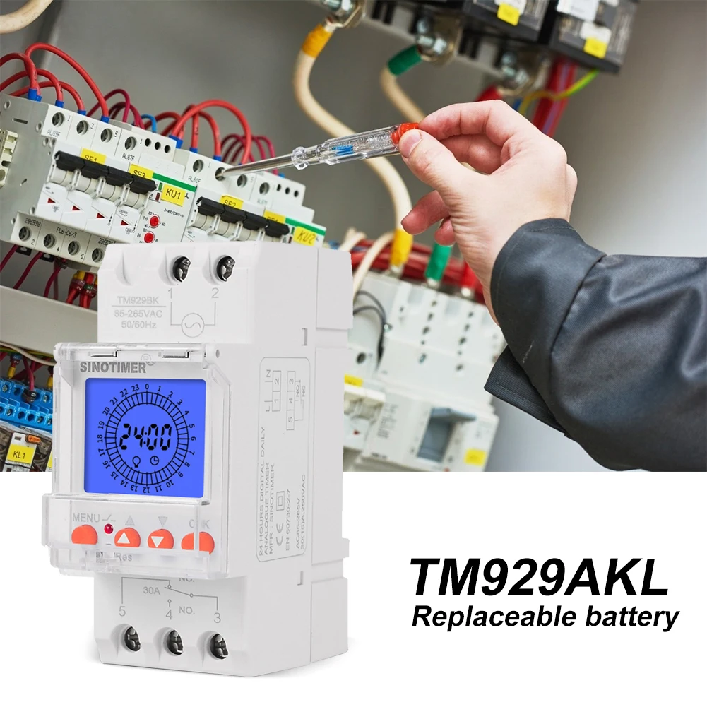 

TM929AKL / TM929BKL Digital 24h 85-265V Din Rail Smart Analog Timer Switch