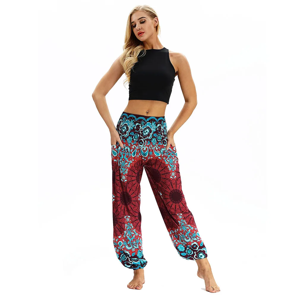 Брюки для мужчин и женщин с принтом повседневные свободные хиппи штаны йоги