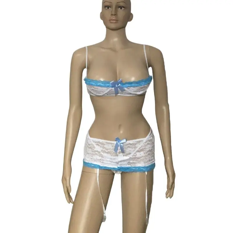 Комплект прозрачного кружевного нижнего белья из 3 предметов | Тематическая