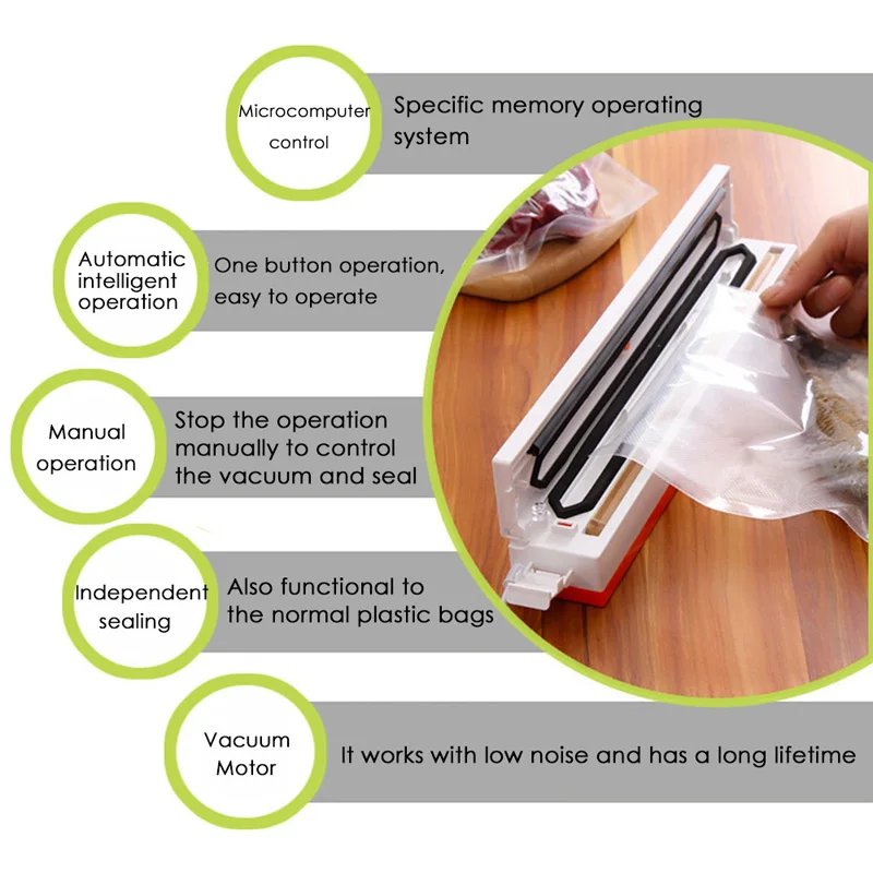 

Automatic Electric Vacuum Food Sealer ABS Material Keep Food Fresh and Prevent Spoilage Household Food Vacuum Sealing Machine