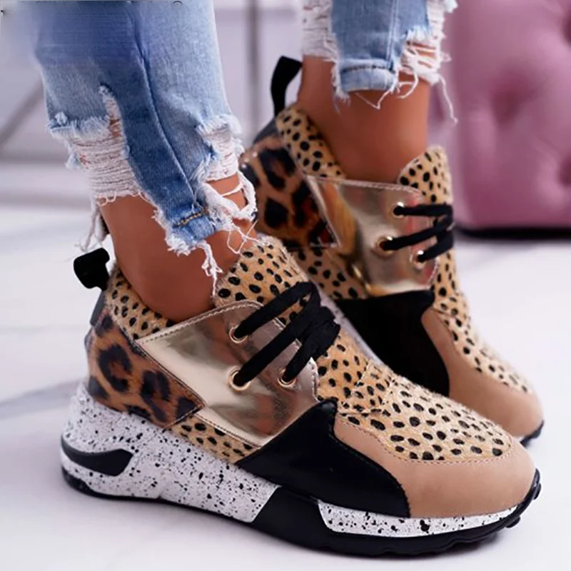

2021 Summer Hot Lady Shoes Women Sneakers Leopard Mesh Breath Women Running Female Shoes Outdoor Flat Platform Zapatos Mujer