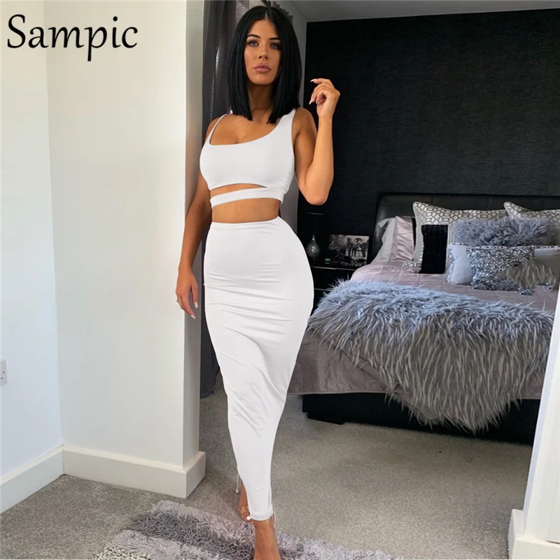 Женские вечерние топы без рукавов Sampic комплект из двух предметов облегающая