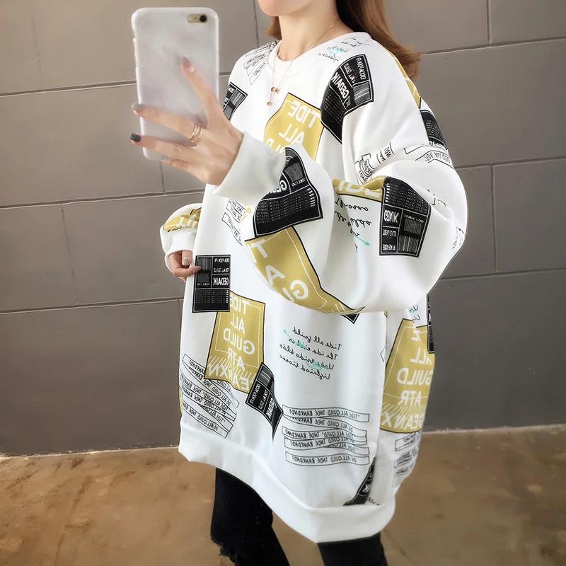

casual style Sweatshirts autumn winter Women's Clothing pullovers fashion brand oversize loose hoodies letter moda feminina new