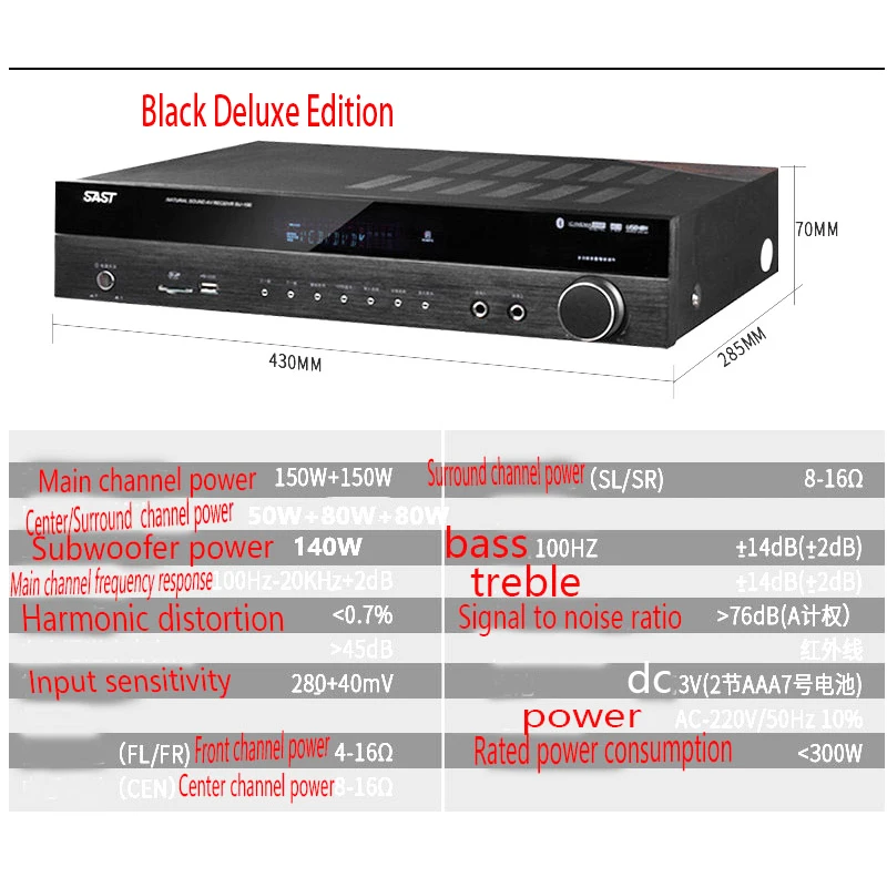 KYYSLB 220V650W SU-190 4,0 Bluetooth усилитель 5,1 Домашний сабвуфер высокой мощности караоке Hifi караоке без потерь цифровой усилитель Ktv