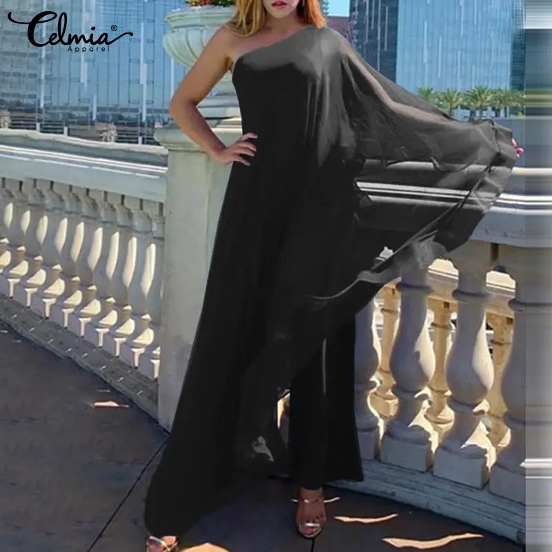 

Шифоновый повседневный комбинезон Celmia, модный элегантный вечерний комбинезон без рукавов, женские Комбинезоны на одно плечо, комбинезоны с...