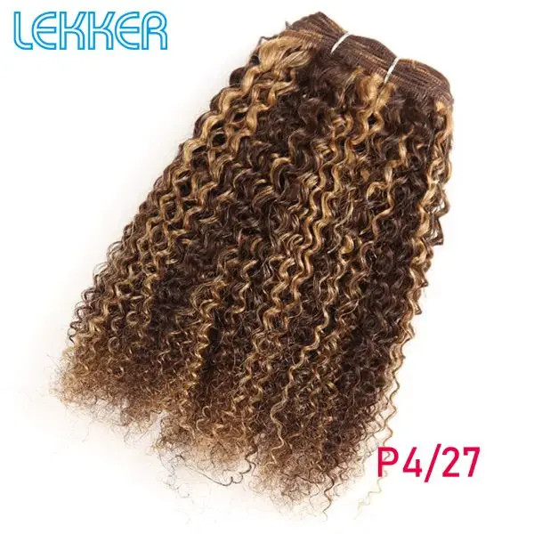 Lekker бразильские человеческие волосы Remy, волнистые, предварительно окрашенные, натуральные, афро кудрявые, волнистые,# P1B, 30 P4-27, цвет фортепиано, Рыжий - Цвет волос: P4/27
