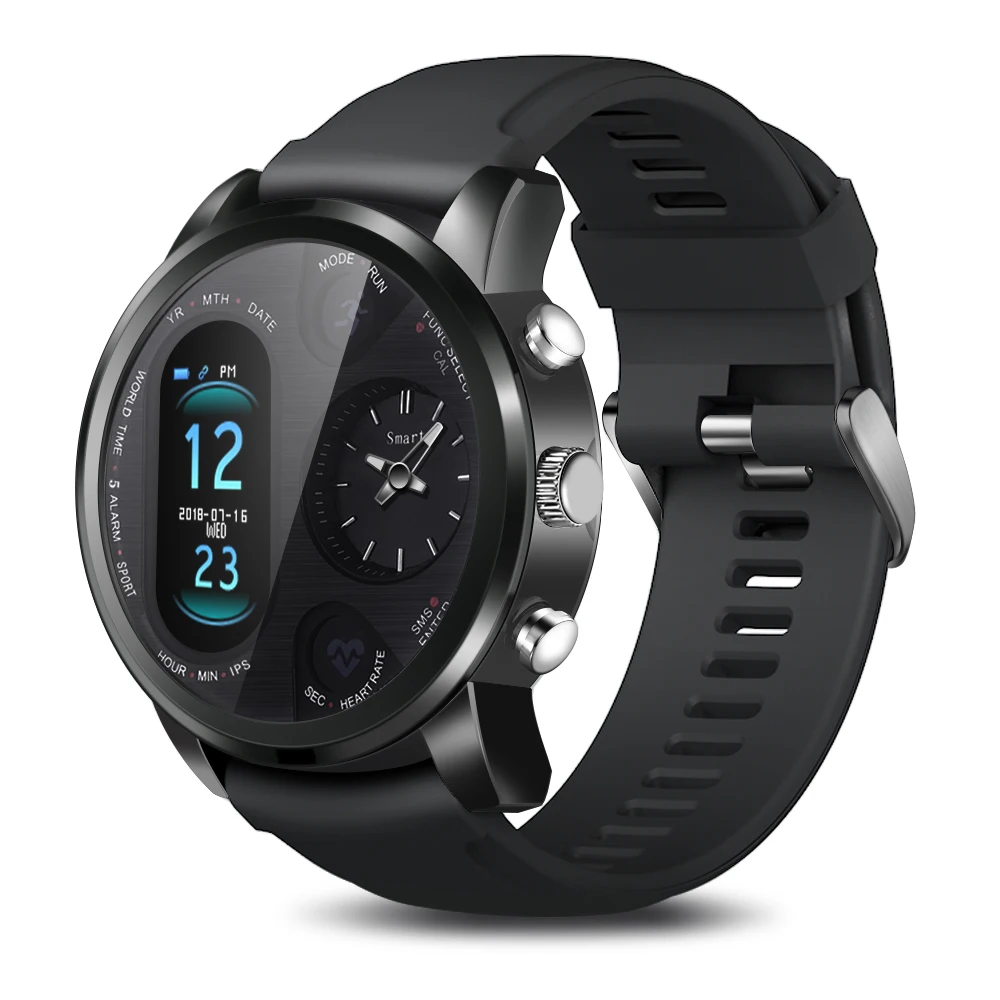 black LEMFO Смарт часы для мужчин T3 PRO Dual Time Водонепроницаемый IP67 сердечного ритма Bluetooth трекер активности Смарт спортивные для IOS Android - Цвет: black