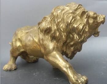 Бесплатная доставка &lt13 &quotКитайская народная фэн-шуй латунь свирепый лев статуя