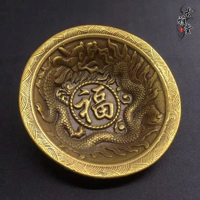 

Антикварная медная чаша Shuanglong Fu