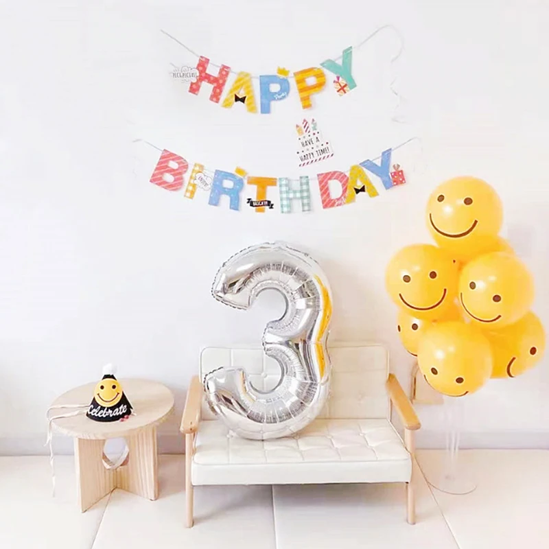 Желтые латексные воздушные шары со смайликом милые с улыбающимся лицом игрушки