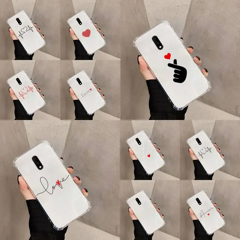 

Couples Love Heart Lovers Phone Case Transparent For OnePlus MEIZU MEITU M 7 8 9 16 17 T PRO XS moible bag Soft Coque shell