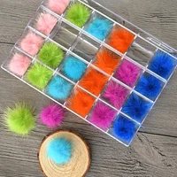 24pcsbox 6 colors cute nail fur ball decorations nail art plush ball 2 7cm fluffy hairball detachable magnetic pom poms jr3748
