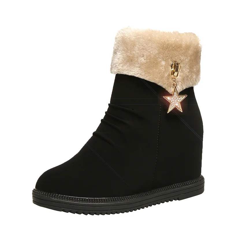 

new Korean round head Autumn and winter boots women's shoes 2020 winter boots with increased cotton shoes, net red plush