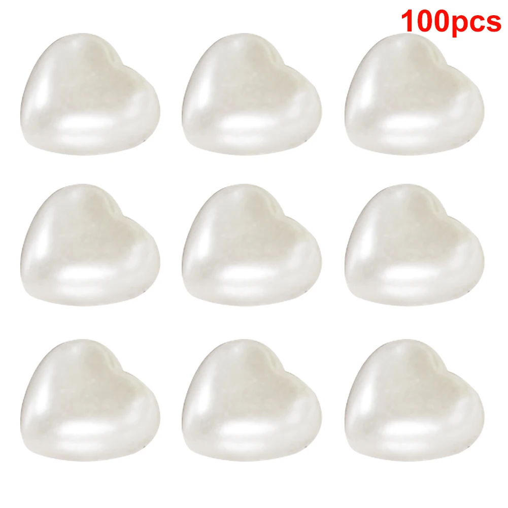 100Pcs Jewelry Patchwork Bud Flatback Embellishment Resin Craft Art Heart White Imitation Pearl Clothing DIY Chic Decoration Bow | Дом и сад
