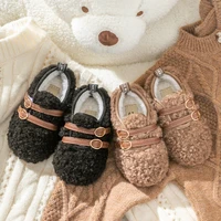 2021 low top winter baby shoes toddler girls sneakers warm plush cotton outdoor kids shoes nice furry little girl shoes e09123