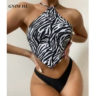 Купальник-бикини с лямкой на шее и высоким вырезом