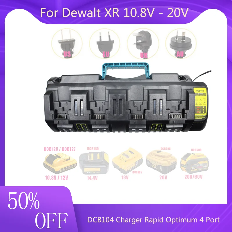 Зарядное устройство DCB104 для Dewalt XR с 4 портами 3 А 10 8 В 14 18 в 20 | Игрушки и хобби