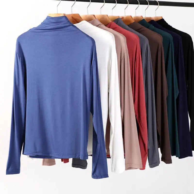 

Spring Autumn Women Solid Basic T-shirt Long Sleeves Turtle Neck Solid T Shirts for Women Casual Tees Tops Female Shirts