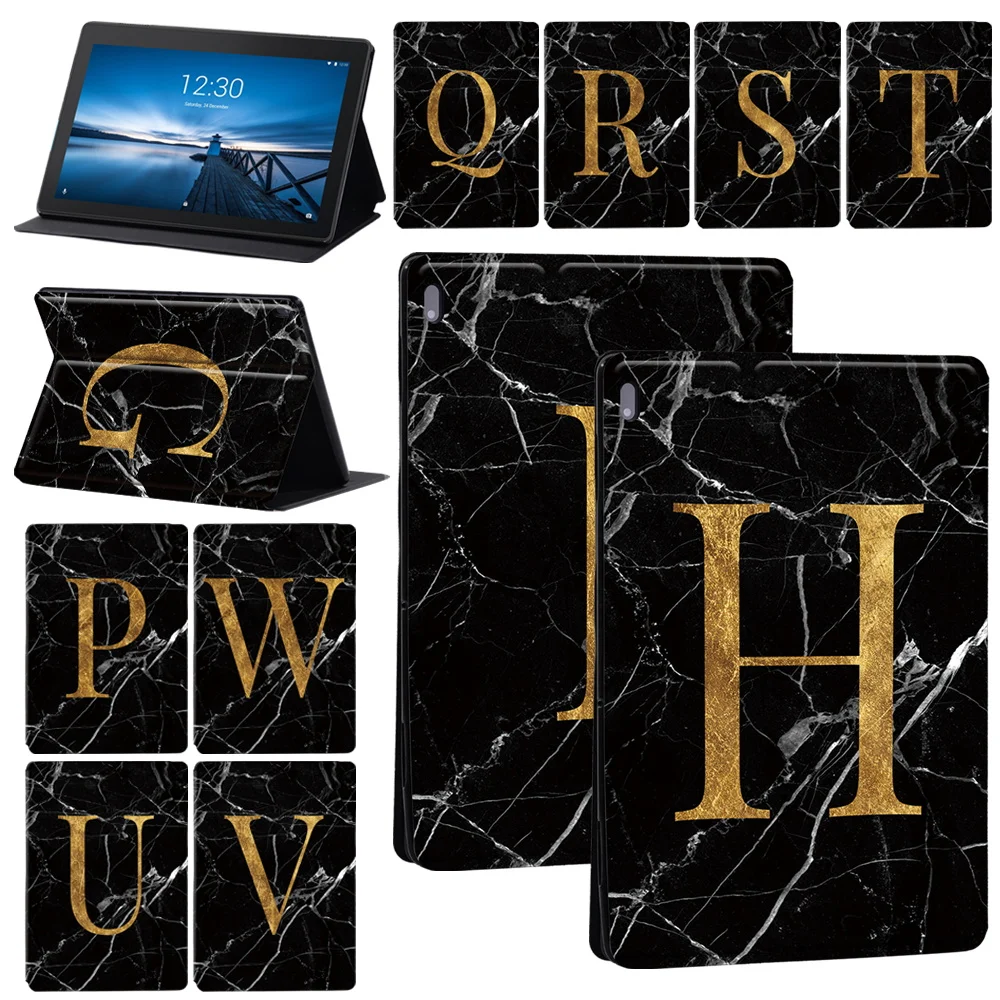 

Tablet Case for Lenovo Tab M10/Tab E10/Tab M10 Plus TB-X606F/X Anti-Scratch Leather Black Marble Series Cover Case + Free Stylus