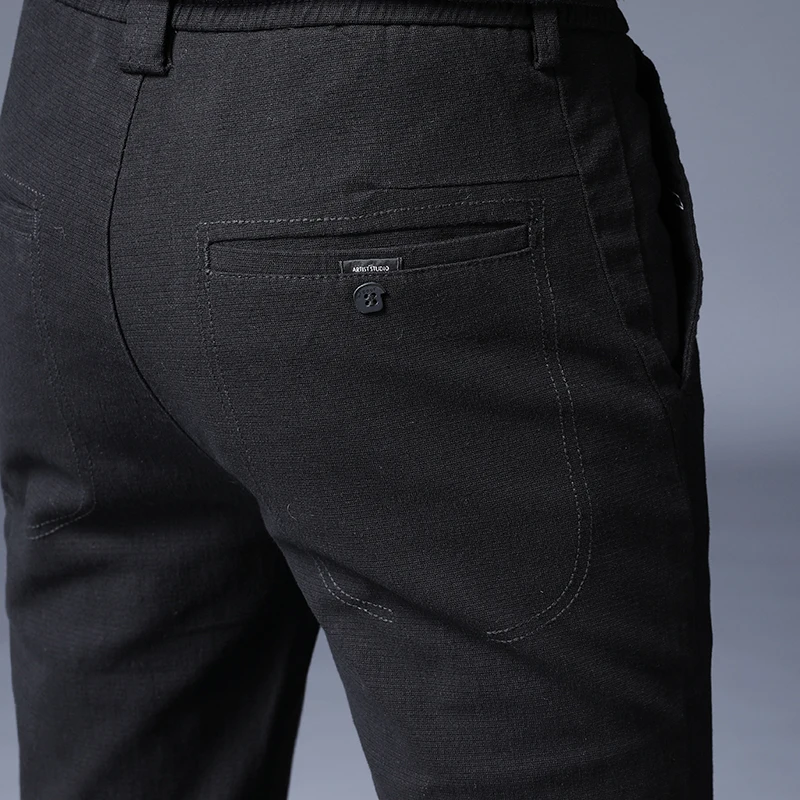 

New Thick Plus Velvet Men Casual Pants Thick Black Gray Brown Man Slim Fit Fleece Warm Straight Jeans Trousers Formal Suit Pants