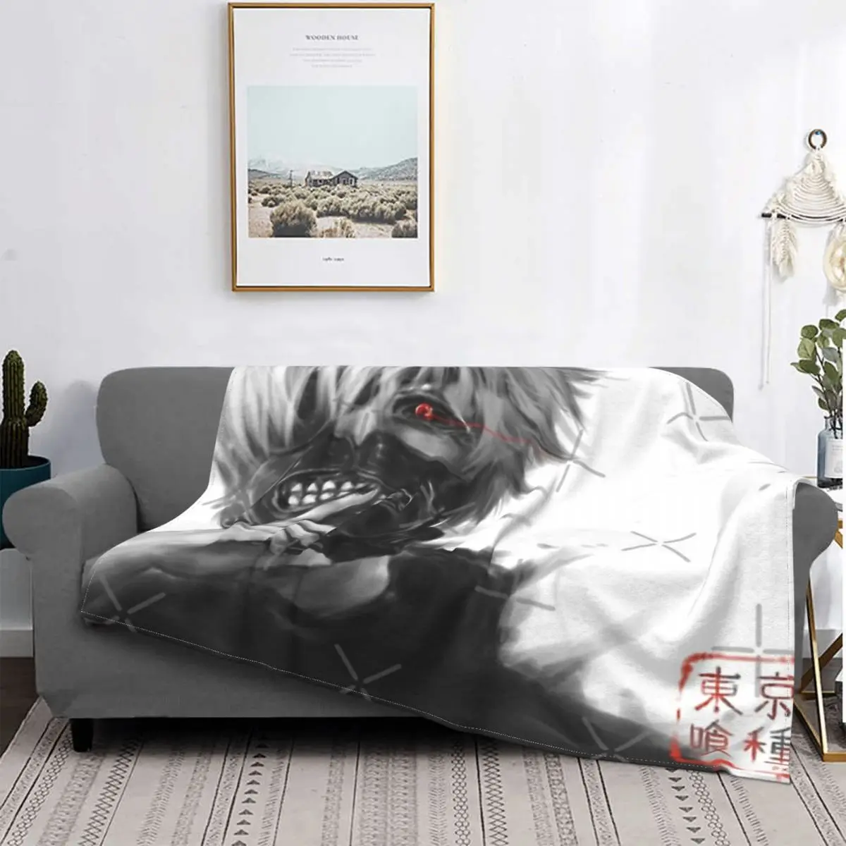 

Manta de muselina a cuadros de Anime, funda para cama, colcha, pickick