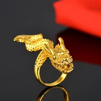 retro 3d realistic chinese dragon shaped jewelry ring mens best holiday decoration gift gold and silver two colors available
