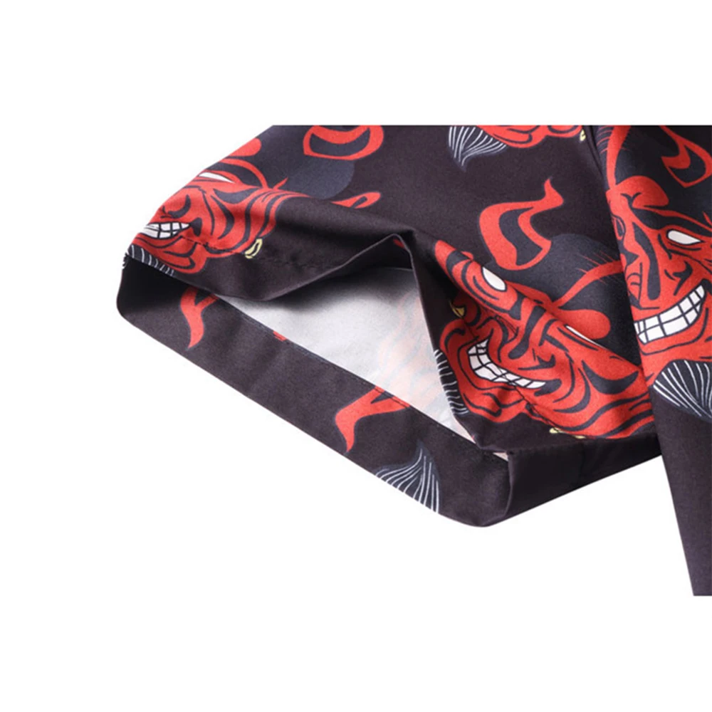 

Dark Icon Devil Patchwork Polo Shirt Men Streetwear Summer Hawaiian Shirt Men's Shirt Short Sleeve