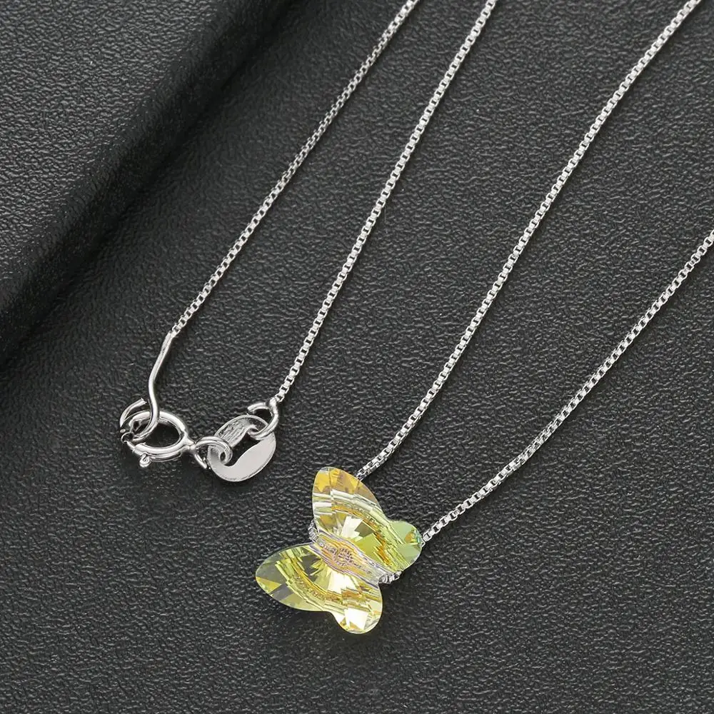 Original Crystals From Swarovski Butterfly Bead Pendant Necklace Simple Trendy Collars S925 Silver Fine Jewelry For Women Girls | Украшения