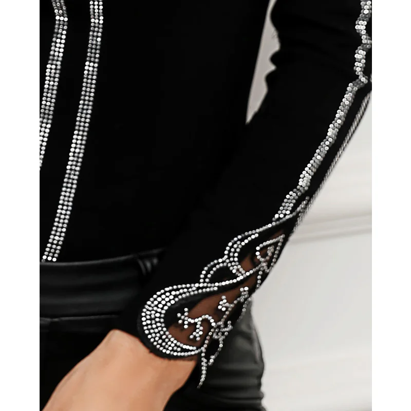 

2020 New Fashion Cotton Long Sleeve Studded Heart Pattern Blouse