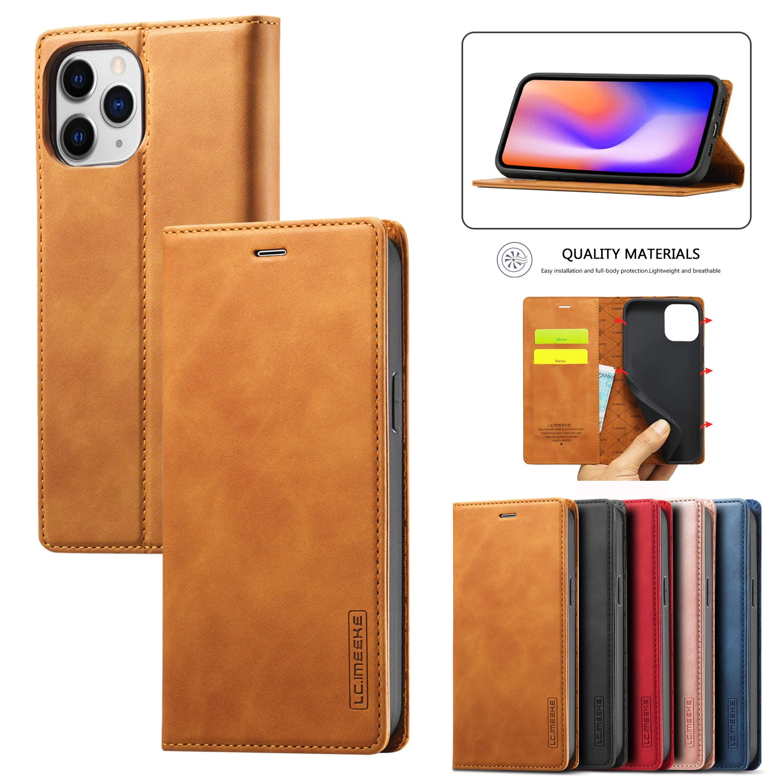 

For Apple iPhone 12 11 Pro Max X XS MAX XR 6 7 8 Plus SE 2020 12 Mini Flip Wallet Leather Luxury Cards Slot Holder Case Cover