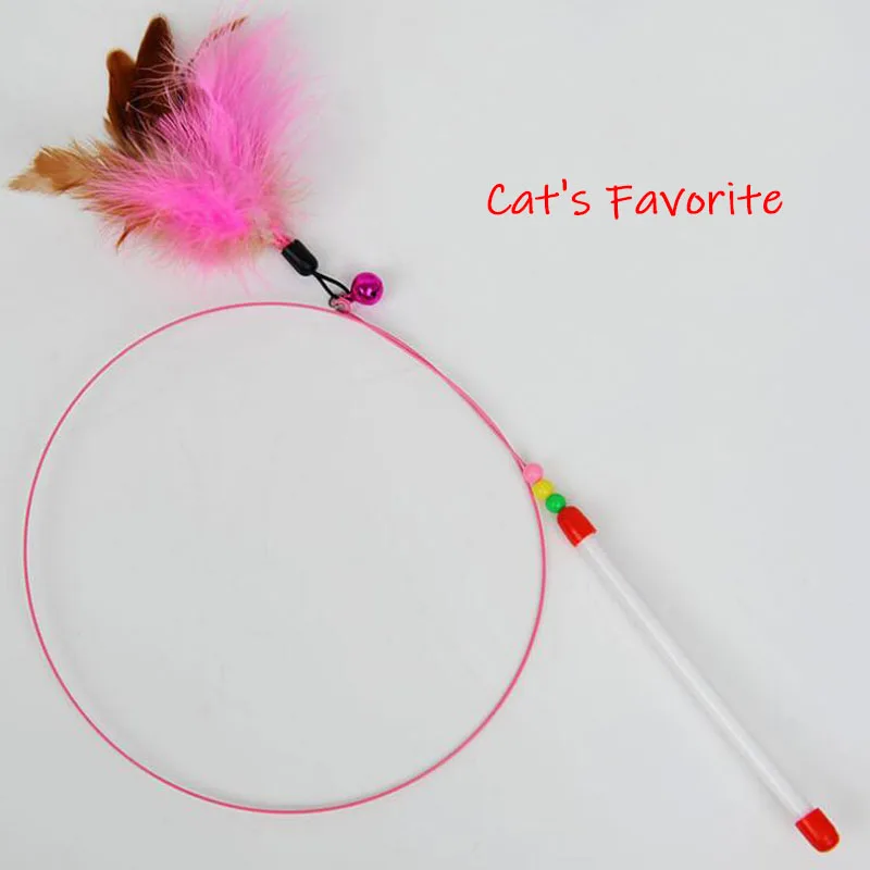 

Funny Pet Cat Interactive Feather Toy Kitten Toy Steel Wire Feather Teaser Bell Bead Play Dog Toys Pet Wand Teasing Cat Sticks