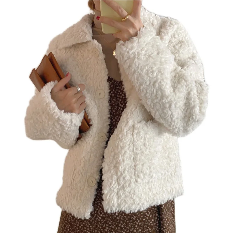 

New Winter Coat Womens Oversize Fashion Cashmere Wool Coats Outerwear Female Short Thickening Warm Woolen Overcoat Women Trench