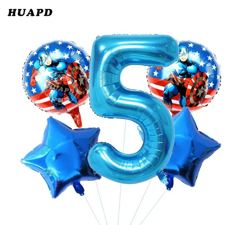 5 шт./лот воздушные шары из фольги супергероя 40 дюймов надувной шар с синим