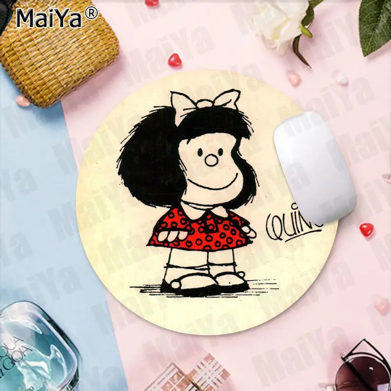maiya arrivals top quality mafalda girl gamer play mats round gaming mousepad anti slip laptop pc mice pad mat gaming mousepad free global shipping
