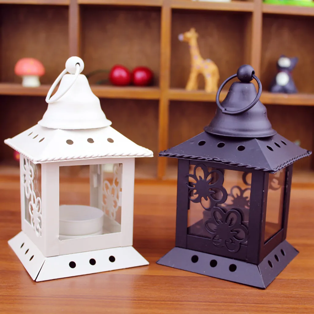 Винтажный металлический полый Рождественский подсвечник цветной стеклянный